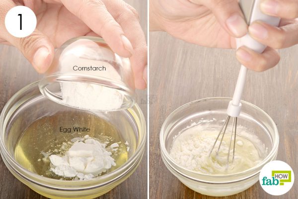 Add cornstarch to egg white to make egg white face mask
