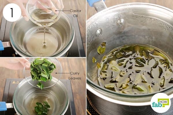 Boil curry leaves in castor oil for hair growth