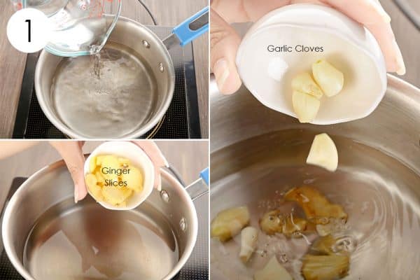 boil garlic and ginger in water to use ginger for cold and flu