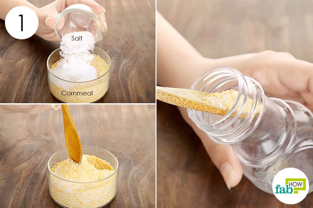 Add salt to cornmeal to make diy dry shampoo