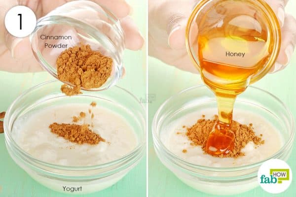 Combine yogurt, cinnamon powder and honey to use cinnamon for acne