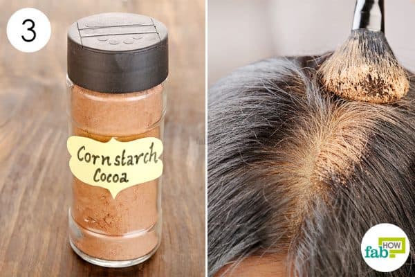 Apply the powder to your roots to make diy dry shampoo