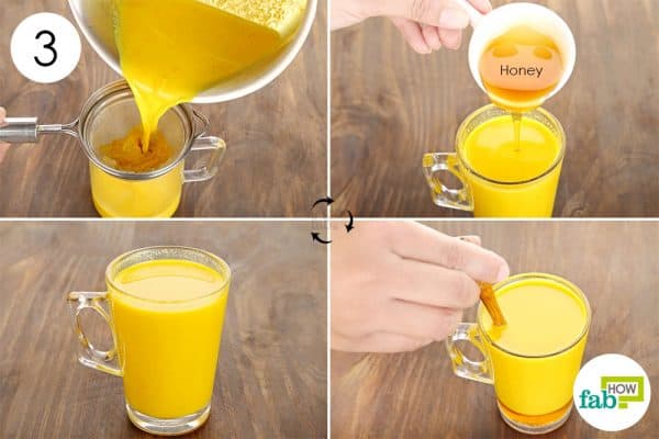Add honey to the drink to use turmeric for sore throat