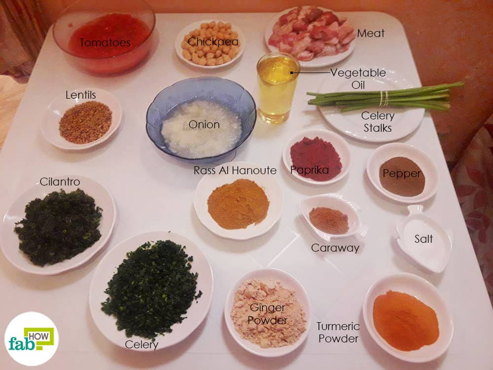 Things needed to make Moroccan Harira soup