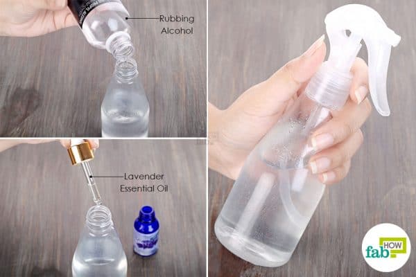 Combine distilled water, rubbing alcohol, and lavender essential oil to make DIY air freshener spray