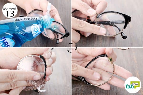 Use Dawn dish soap to clean your spectacle lens 