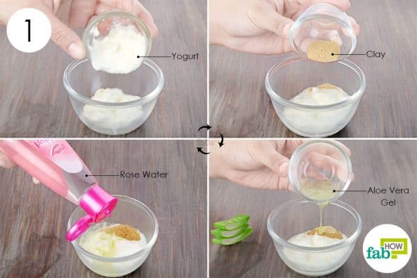 Mix yogurt with clay, rose water and aloe vera gel to use yogurt for skin and hair