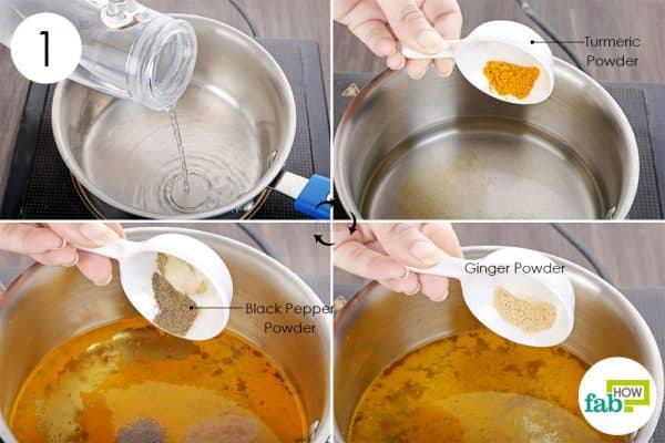 Boil water along with turmeric, black pepper, and ginger powder in a pan to use turmeric for psoriasis