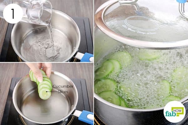 Boil fresh cucumber slices in water for around 8 minutes to make DIY facial toner