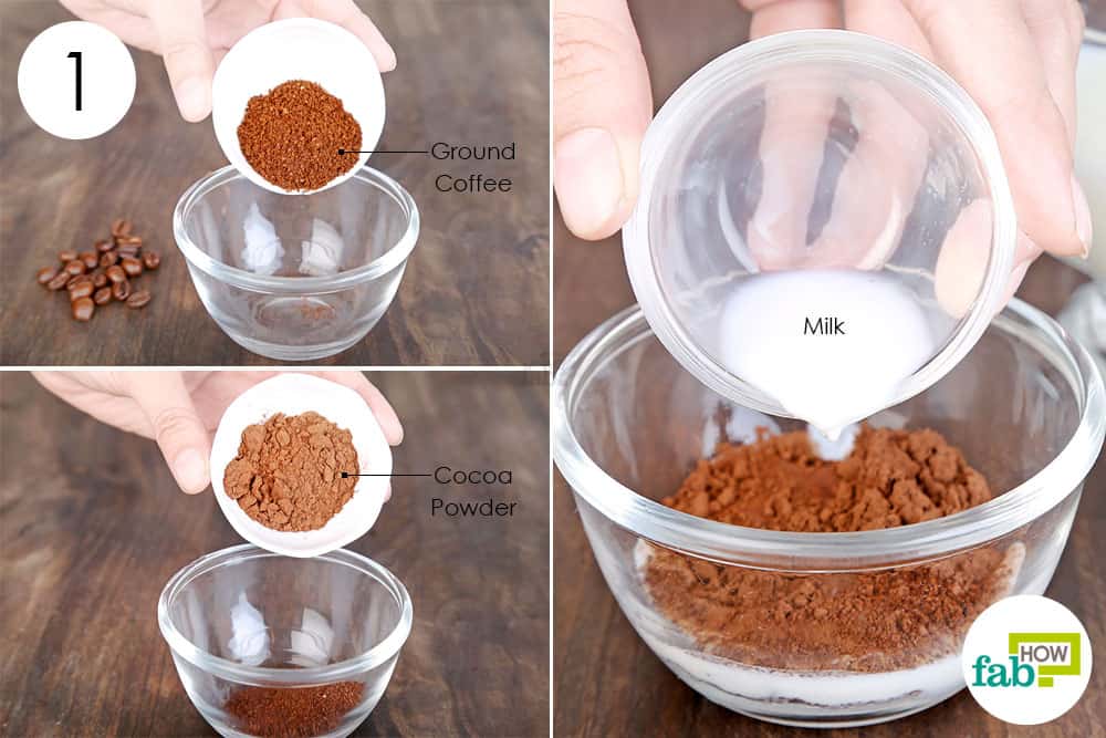 Take ground coffee, cocoa powder and milk to make face mask for beautiful skin