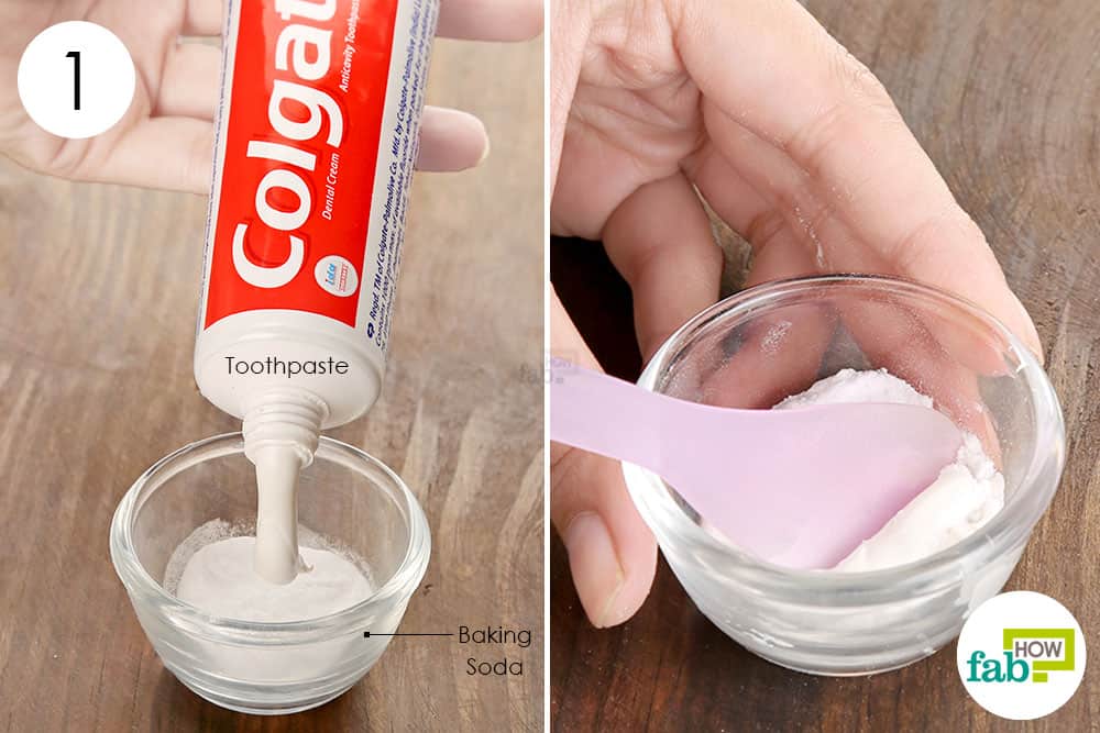 Add white toothpaste to baking soda for acne