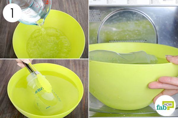 Use steam in a microwave to sterilize baby bottles the right way