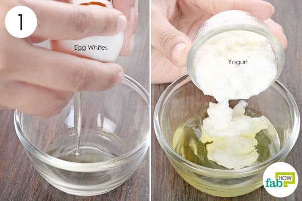 Add yogurt to egg whites to use yogurt for skin and hair