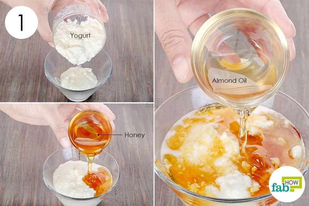 Add almond oil and honey to yogurt to use yogurt for skin and hair