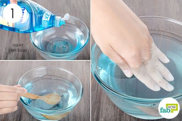 Soak your hands in a solution of Dawn dish soap and warm water