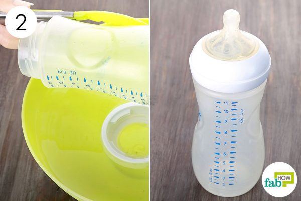 Use tongs to retrieve the baby bottle and air-dry to sterilize baby bottles the right way