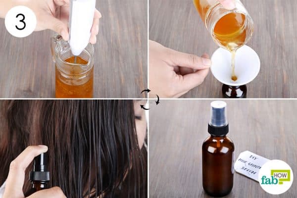 Whisk thoroughly and transfer into a spray bottle to make DIY hair serum