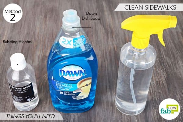 Things needed to use Dawn dish soap to clean sidewalks
