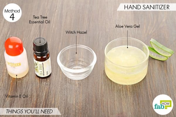 Things needed to use witch hazel around the house by making hand sanitizer
