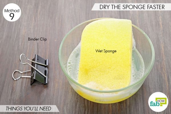 Things needed for DIY kitchen sponge hacks to dry the sponge faster
