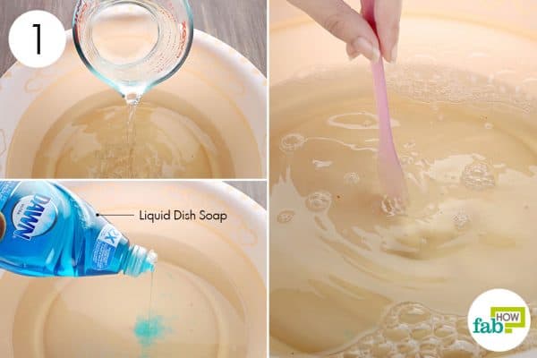 Mix liquid dish soap with hot water to remove body odor from clothes