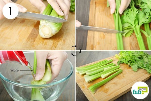 chop and rinse properly to store celery