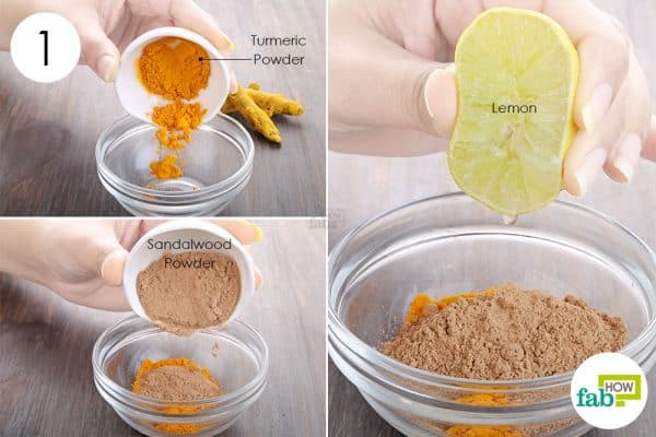 Mix turmeric powder, sandalwood powder, and lemon juice to use turmeric for beauty