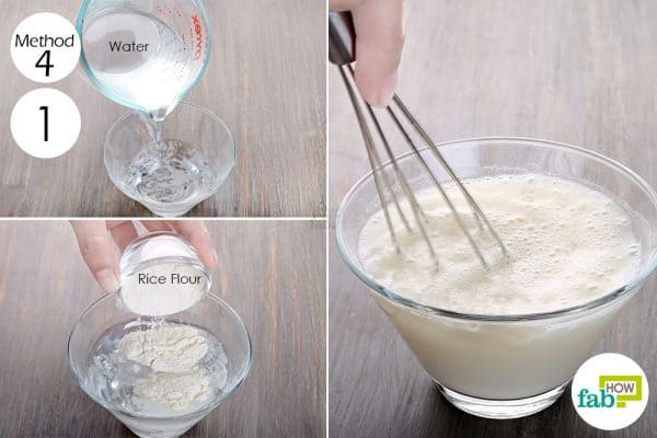 Mix rice powder and cool water to make homemade fabric starch
