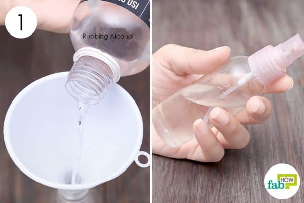 Pour rubbing alcohol via a funnel into a 2 oz. spray bottle to clean your MacBook