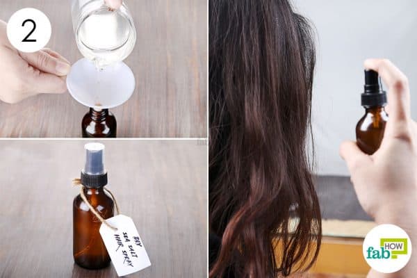 Transfer via a funnel into a dark-colored spray bottle and use your DIY hairspray