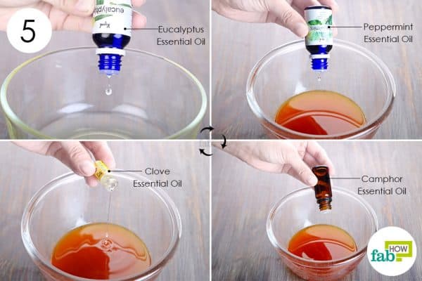 Add the essential oils to to make DIY homemade salve for sore muscles