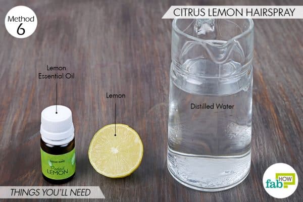 Things needed to make DIY hairspray using lemon