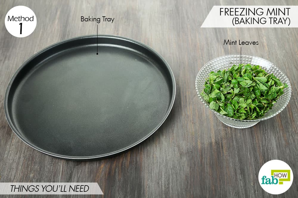things needed to store mint-using a baking tray