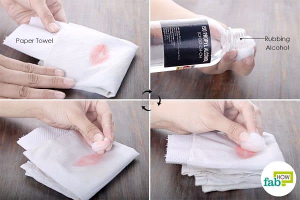 use rubbing alcohol to remove lipstick stains from clothes