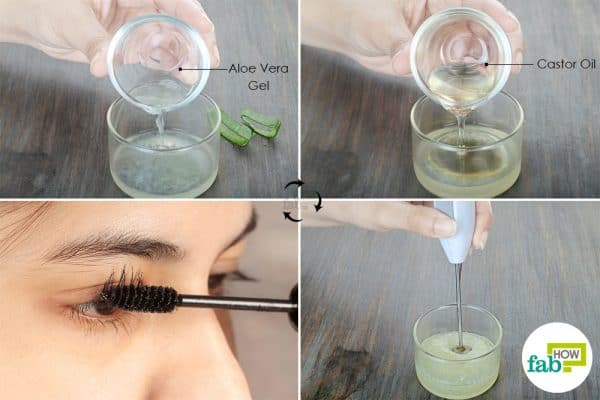 use aloe vera for beauty- with castor oil to get thicker and longer eyelashes