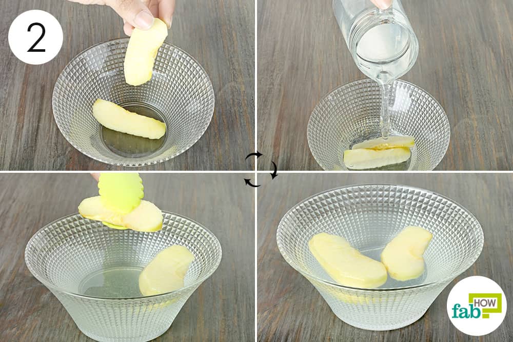 soak in lemon water to prevent fruit slices from turning brown