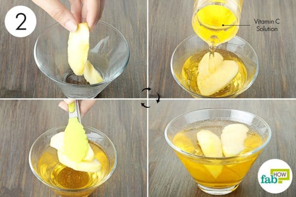 soak in vitamin C solution to prevent fruit slices from turning brown