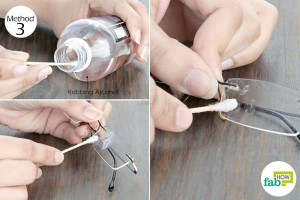 remove super glue from eyeglasses with rubbing alcohol