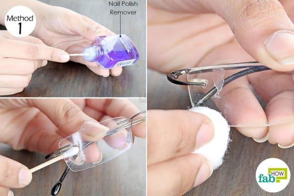 use nail polish remover to remove super glue from eyeglasses