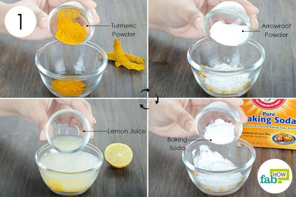 use turmeric for skin lightening with cornstarch, lemon and baking soda