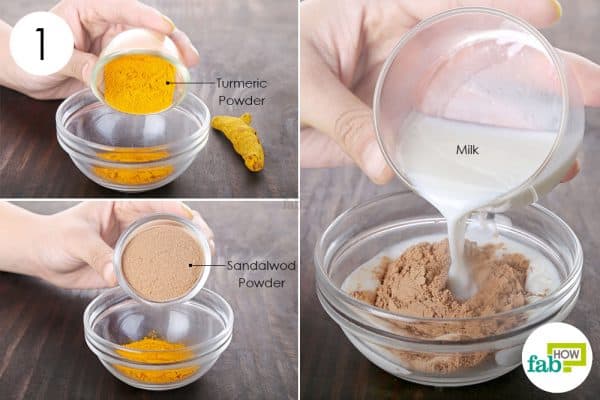 use turmeric for skin lightening with sandalwood powder and milk