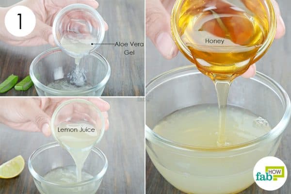 combine aloe vera gel. lemon juice, and honey to use aloe vera for beauty