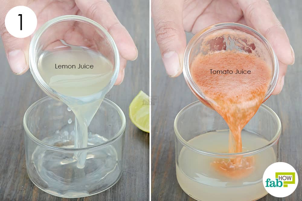 use lemon to get rid of dark spots with tomato juice