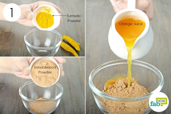 use turmeric for oily skin with sandalwood powder and orange juice