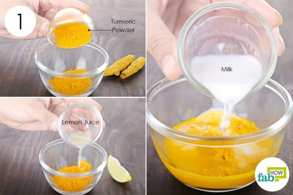 use lemon to get rid of dark spots with turmeric and milk
