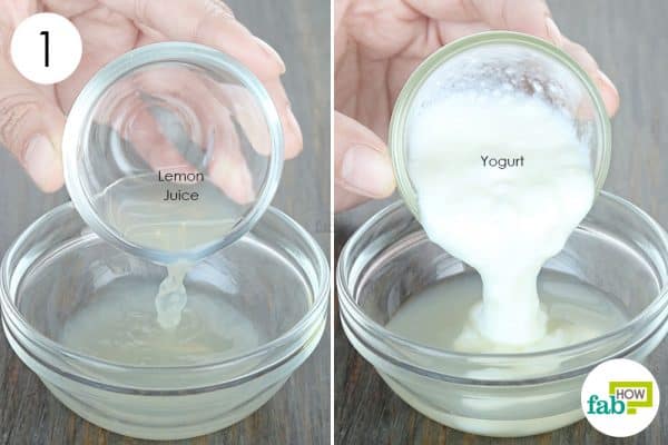 use lemon to get rid of dark spots with yogurt