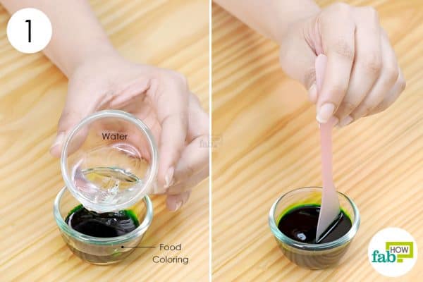Dilute food coloring to make DIY Holi colors