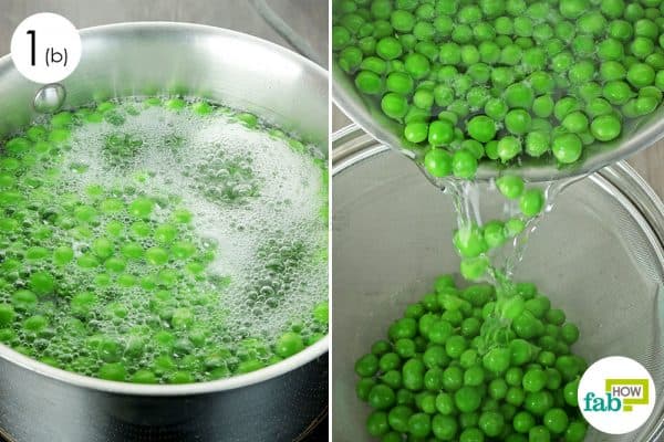 boil and simmer on high heat; then strain to store peas