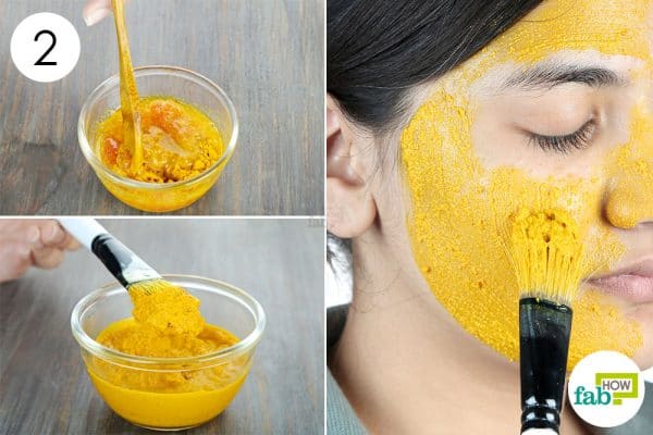 mix well and apply to use turmeric for skin lightening