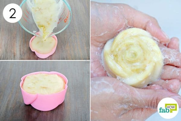 pour into a mold and let it set to make DIY goat milk soap